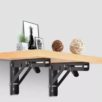 2шт треугольный складной угловой кронштейн тяжелая поддержка регулируемые настенные полки настольные полки HomeHardware 8 inch чёрный