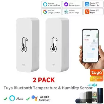 2шт Tuya WiFi датчик температуры и влажности беспроводной SmartLife удаленный монитор для умного дома работает с Alexa Google Assistant 1PCS