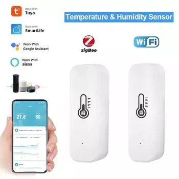 2шт Tuya Zigbee WiFi датчик температуры и влажности домашний подключенный термометр совместимый с Smart Life Alexa Google Assistant