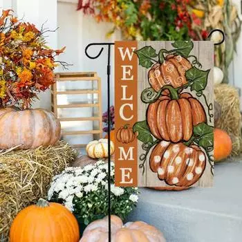 2шт тыква Хэллоуин баннер осень сад флаг двухсторонняя печать сад баннер тыква Хэллоуин баннер открытый фермерский дом крыльцо патио дом D