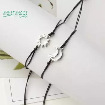 2шт унисекс Луна Солнце стиль регулируемый браслет для пары подарок ювелирные изделия бижутерия 1 Pair