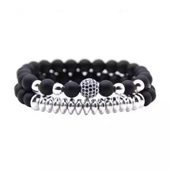 2шт унисекс натуральный камень лавовый камень браслет из бисера ручной работы ювелирные изделия для пар розового золота