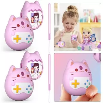 2шт. Виртуальные питомцы игровой автомат чехол силиконовый чехол для Tamagotchi Pix (розовый)