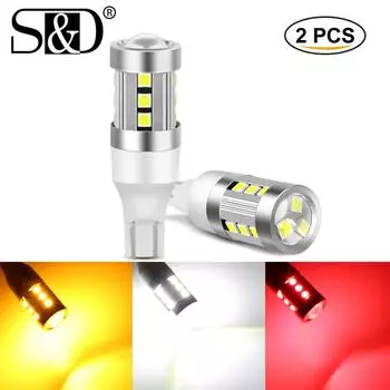 2шт W16W LED T15 Светодиодные лампы Автомобильные фонари Резервные фонари заднего хода Canbus без ошибок T16 921 912 Светодиодный стоп-сигнал Стоп-сигнал Задний фонарь Белый Красный Желтый 12 В белый