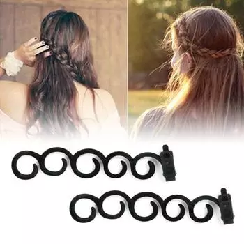 2шт волшебная рыбья кость волна инструмент для укладки волос ролик DIY клип Braider плетение волос чёрный