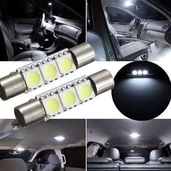 2шт ксеноновые белые 29 мм 3-SMD предохранители светодиодные лампы автомобильные козырьки косметические зеркала белый