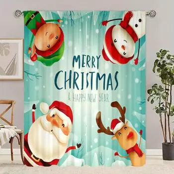 2шт- зимние рождественские декоративные шторы с принтом для спальни, гостиной, кабинета, личного пространства 30inchx65inchx2Pcs