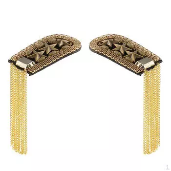 2шт Звезда Кисточка Эполет Наплечная Доска Марк Панк Украшения Костюма - Золото