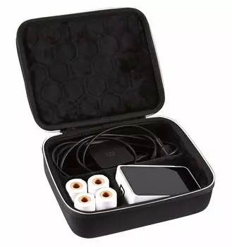 2TUFF Квадратный чехол для считывателя, совместимый с зарядным устройством Square Terminal и 4 рулонами чековой бумаги для считывателя карт Square. Квадратный дорожный чехол для принтера — это чёрный