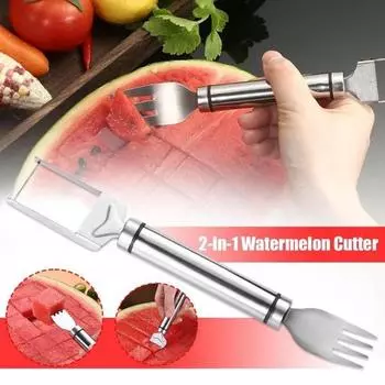 2в1 универсальная нержавеющая сталь слайсер для арбуза кухонная вилка для резки фруктов ложки для дыни для кухонных аксессуаров 1PCS