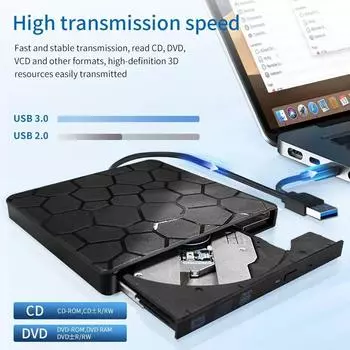 2в1 USB3.0 TypeC тонкий внешний DVD VCD CD Writer оптический привод Burner Reader плеер портативный для ноутбука ПК DVD Burner DVD чёрный