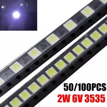 2W 6V 3535 TV Подсветка LED для SMD Диод Холодный Белый ЖК-дисплей 150lm Лампа Бусина Чип 100pcs