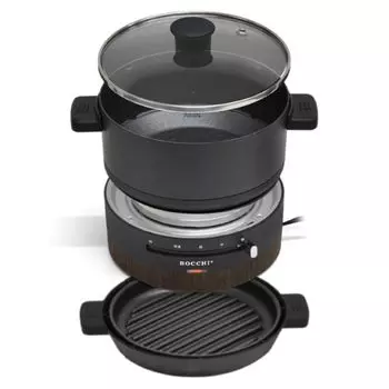 2WAY Плита-Кастрюля для одного человека Высокий нагрев Плавная температура Холодильник с 2 электрическими грилями Стеклянная крышка Электрический Якинику для одного человека Один