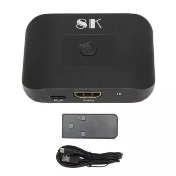 2x1 HD Мультимедийный Интерфейсный Коммутатор 2 в 1 Выход 8K на 60 Гц HD Мультимедийный Интерфейсный Разветвитель с
