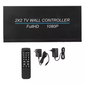 2x2 HD мультимедийный интерфейс контроллер видеостены 4K 30HZ ТВ настенный контроллер с пультом дистанционного управления 180 градусов US Plug