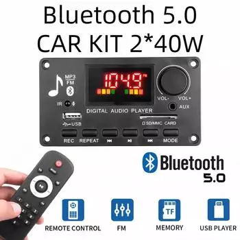 2x40 Вт усилитель 5 В-26 В MP3-плеер Bluetooth 5,0 декодер плата автомобильный FM-радио модуль Поддержка TF USB AUX 3,5 WAV запись вызовов
