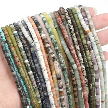 2x4 мм бирюзовые агаты нефритовые бусины-разделители плоские круглые бусины из натурального камня аметист тигровый глаз бусины для изготовления ювелирных изделий DIY браслет ожерелье серьги Unakite