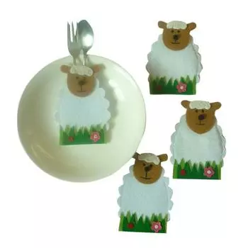 2x4 шт. нетканые мультяшные овцы ножи вилки чехлы для посуды держатели столовых приборов пасхальное украшение украшение для кухни обеденный стол зелёный