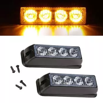 2x 12-24 В 4 светодиода оранжевого янтарного света, лампа восстановления, мигающий аварийный стробоскоп, гриль