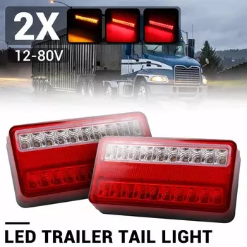 2X 12-80 В 20 светодиодов задний указатель поворота стоп-сигнал желтый и красный для прицепа грузовика CHINA