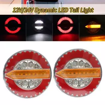 2x 12V-24V светодиодные задние фонари для грузовиков и прицепов, задний фонарь, последовательный динамический сигнал поворота, светодиодный стоп-сигнал заднего хода для тягача, фургона, света
