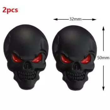 2x 3D Большой Черный Металлический Череп Скелет Злая Кость Эмблема Автомобиля Значок Наклейка чёрный