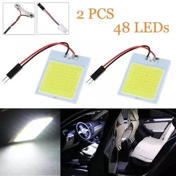 2X 48 светодиодных лампочек COB с купольной картой, лампы для салона автомобиля, T10, гирлянда с цоколем