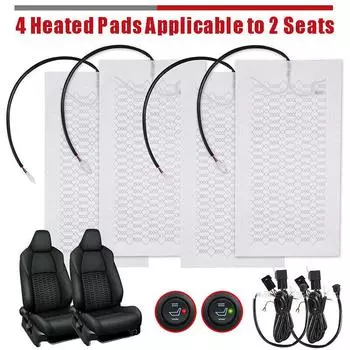 2x/4x12V универсальные чехлы на сиденья автомобиля с подогревом, коврик из углеродного волокна с подогревом, грелка для автокресла, зимний теплый коврик с подогревом, 48 см x 28 см 2pcs