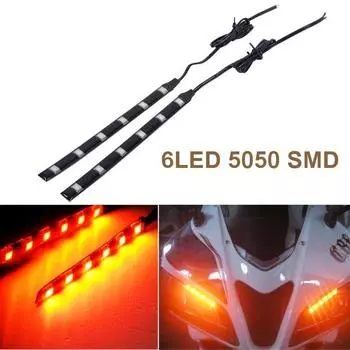 2X 6Led 5050 Smd мотоциклетный индикатор указателя поворота, светодиодная лента