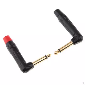 2x 90 градусов 6,5 мм 1/4 дюйма аудио штекерный разъем под пайку