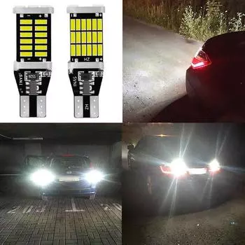 2X 921 912 W16W T15 30/45SMD чипсеты светодиодные Canbus безошибочные лампы для резервных фонарей заднего хода 1000 люмен 6000k ксенон белый 45SMD белый