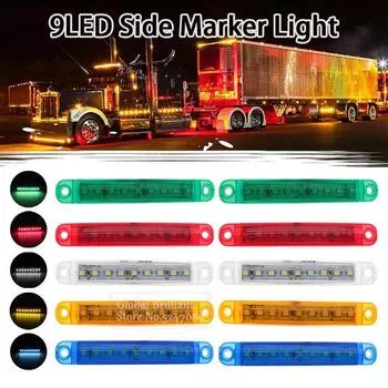 2x 9 светодиодов Белый + Янтарный + Красный + Зеленый + Синий 24 В Водонепроницаемые фонари Боковые габаритные фонари Задний указатель Стояночные огни Автобус/грузовик/прицеп/грузовик