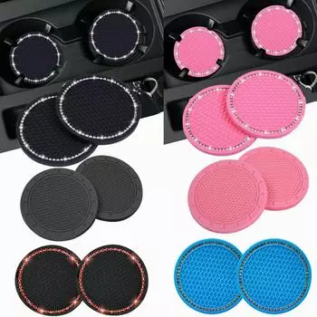 2x Автомобильная подставка под стакан с водой, нескользящий коврик, подставка из силикагеля, подставка для стакана, автомобильный гаджет, блестящие автомобильные аксессуары для женщин зелёный