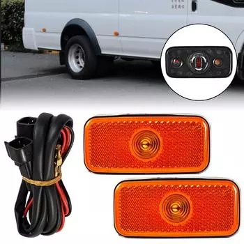 2X Автомобильный желтый боковой габаритный фонарь с отражателем, крышка линзы 1671689 для Ford Transit MK6 2006-2013/MK7 2000-2006 VYC155034AC оранжевый