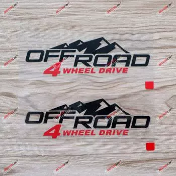 2X Black+Red 6 4X4 Off Road 4WD Decal Sticker Car Vinyl Mountain