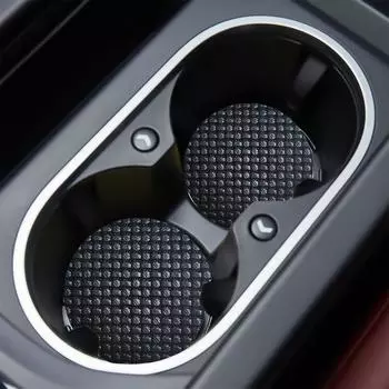 2x Car Universal Water Coaster PU Leather Woven Pad Foam Mat Cup Bottle Holder Anti-slip Waterproof Pad Mat Interior Accessories чёрный