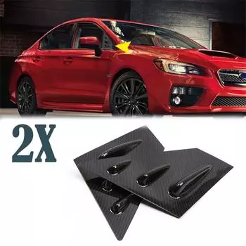 2x Carbon Fiber Look Front Window Louver Cover Trim For Subaru WRX STi 2015-2020
