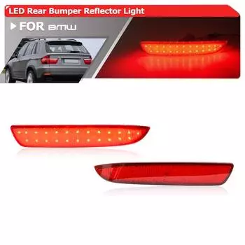 2x для BMW E70 X5 Pre-LCI 2007 2008 2009 LCI M Sport Package 2010-2013 Светодиодные отражатели заднего бампера Автомобильный стоп-сигнал заднего тормоза красный