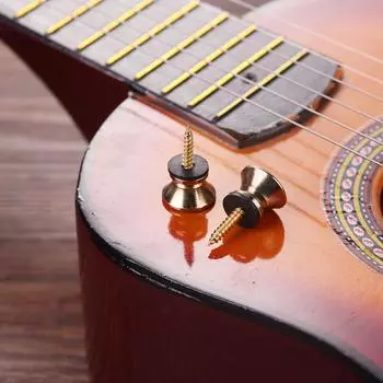 2x гитарных колка противоскользящий ремень пряжка фиксатор штифт для баса (Золото)