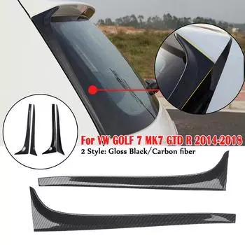 2x Глянцевый черный карбоновый спойлер на заднее стекло для GOLF 7 MK7 GTD R 2014-2018 Car-styling Auto Rear Window Mirror Tail