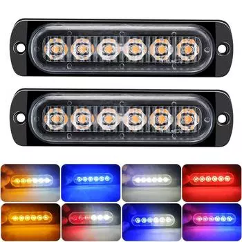 2x грузовик 12 В 24 В 6smd светодиодный стробоскоп предупреждающий световой сигнал стробоскоп решетка мигающий световой бар автомобильный маячок лампа янтарный желтый белый светофор 2PCS янтарь