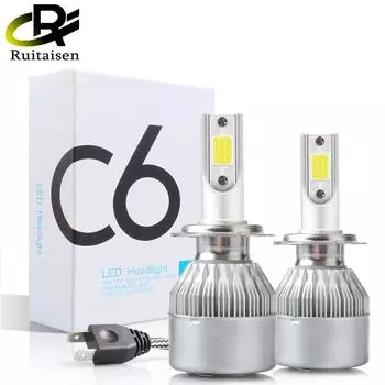 2x H7 LED H11 H4 Hi/Lo H1 H3 H8 HB1 HB3 HB4 HB5 HIR2 H13 H27 9005 9006 Лампы для автомобильных фар 3000K 6000K 8000K COB C6 Автомобильные фары
