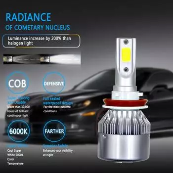 2x H7 LED H11 H4 Hi/Lo H1 H3 H8 HB1 HB3 HB4 HB5 PS24W HIR2 H13 H16 H27 9005 Лампы для автомобильных фар 3000K 4300K 6000K 8000K COB C6