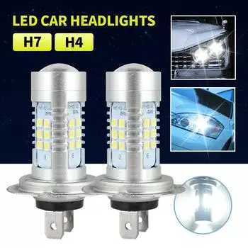 2x H7 светодиодные лампы для фар дальнего/ближнего света 42 Вт 21SMD чип 3030 супер яркие 6000 К белые лампы H8 для автомобильного освещения H7 H4 2PCS