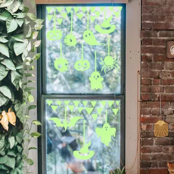 2x Хэллоуин светящиеся наклейки светящиеся в темноте наклейки на окна настенные наклейки сцена макет ночь