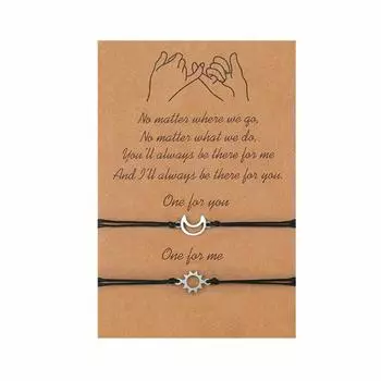 2x/компл. браслеты для пар, браслет ручной работы с солнцем и луной, плетеная веревка, очаровательные ювелирные украшения, подарок для пар, женщин, мужчин, подростков