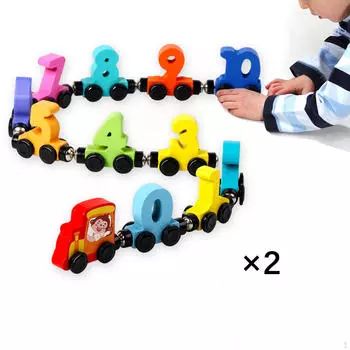 2x Магнитный поезд с цифрами, развивающие занятия для детей 1, 2, 3, 4 лет