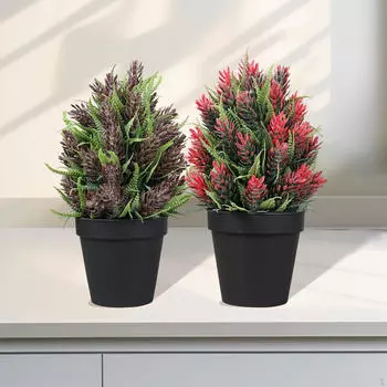 2x Маленькие Искусственные Растения Мини Горшечные Искусственные Центральные Украшения Стола Декоративные Искусственные Растения в Горшке