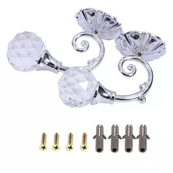 2x Metal Crystal Glass Curtain Holdback Wall Window Drapery Tieback Hooks Hanger Holder Silver серебряный