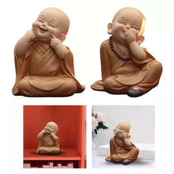 2x милая статуя Будды, фигурка монаха, маленькие украшения для подарков на новоселье